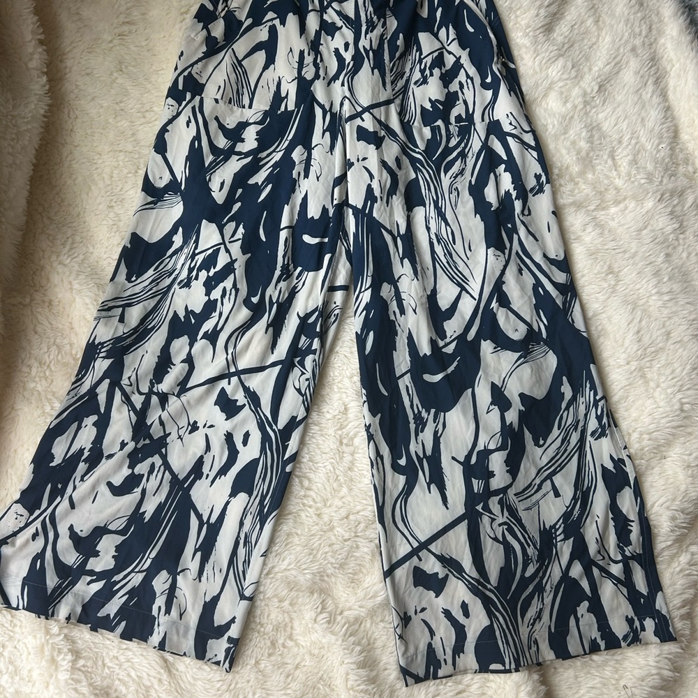 Lululemon Athletica Wide Leg Blue and White Jumpsuit